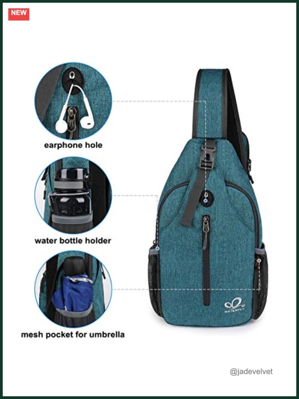 Water-Resistant Crossbody Sling Backpack Daypack with Adjustable Strap for - Picture 4 of 5
